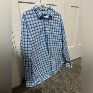 Blue Checkered Express XXL Modern Fit Dress Shirt